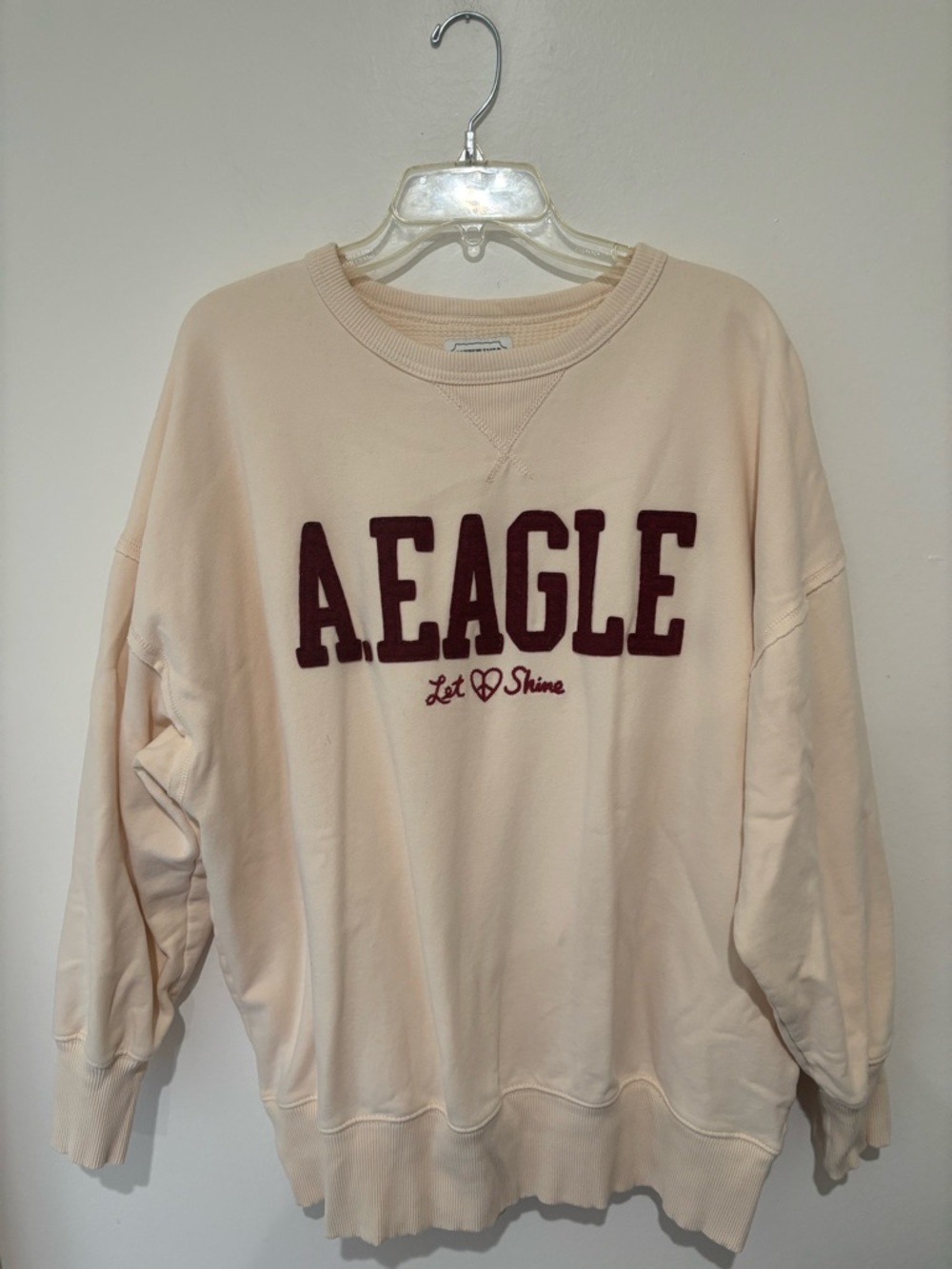 A.EAGLE Cream Sweatshirt with Burgundy Logo